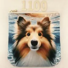 1100.シェルティ パネル生地 ふかふかポーチ