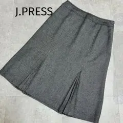 ジェイプレス　ダークグレーヘリンボーン　ボックスプリーツスカート M
