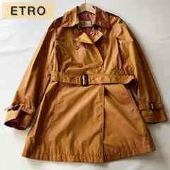 ETRO エトロ 玉虫色 シャンタン生地 トレンチコート シルク混