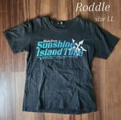 メンズ プリントTシャツ ブラック メタリックブルー ラメ入り LLサイズ