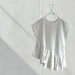 3402【ルフトローブ】ペプラムTシャツ　カットソー　変形　白　Ｍ　シンプル