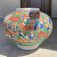九谷焼　木米　花瓶　花器　色絵　赤絵　昭和レトロ　時代物　フラワーベース 九谷焼 木米 花瓶 花器 色絵 赤絵 昭和レトロ 時代物 フラワー