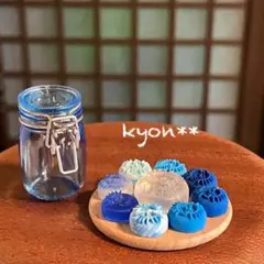 ミニチュアスイーツ　クッキー、キャンディー　ジャー瓶詰め　ブルー