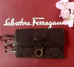 SalvatoreFerragamo キーケース　レザー＆キャンバス　ガンチーニ