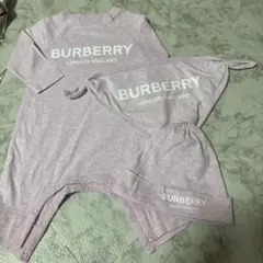 BURBERRY ライトピンクロンパース・帽子・バンダナセット