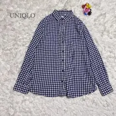 ユニクロ ギンガムチェックシャツ 綿100% XL ゆったり　羽織り　古着女子