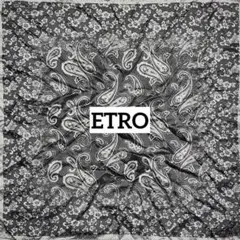 ☆ETRO☆ ミニスカーフ 花 ペイズリー柄 シルク グレー シルバー