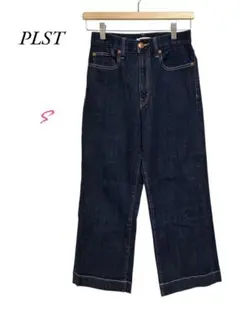 PLST【美品】ワイドレッグデニム　ジーンズ　ダークブルー　S