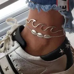 波 波型 モチーフ ウェーブ アンクレット ユニセックス ブレスレッド