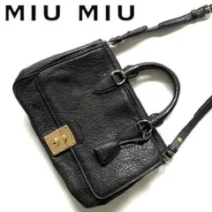 miumiu ミュウミュウ 2way ハンドバッグ ショルダーバッグ レザー 黒