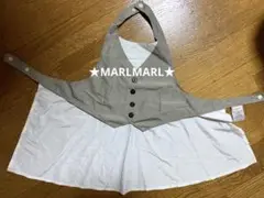 ほぼ新品★MARLMARL 男の子エプロン ベージュ×ホワイト80-90cm★