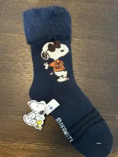 【新品未使用】スヌーピー　もこもこソックス　ネイビー