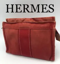 HERMES ブランド レッド ポーチ バニティ エールライン レディース