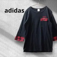adidasNEO 七分袖カットソー 黒/赤