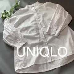 E1297【純白美品】ユニクロ ステンカラー 七分袖ブラウス