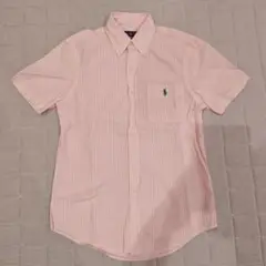 ☆美品☆　男の子　半袖シャツ 160 ピンク ストライプ　xs　XL