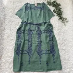 Sybilla シビラ　リネン　刺繍ワンピース ベルト付き　キャミソール付き