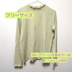 レディーストップス くしゅくしゅ 淡色 インナー グリーン パステル