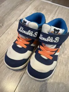double.B ハイカットスニーカー ネイビー/オレンジ　サイズ18㎝