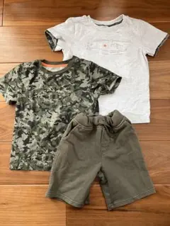 迷彩Tシャツ2枚とショートパンツセット 4T 100cm 110cm