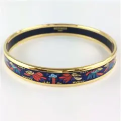 ☆HERMES エルメス エマイユ バングル ゴールドカラー×ブルー系マルチ