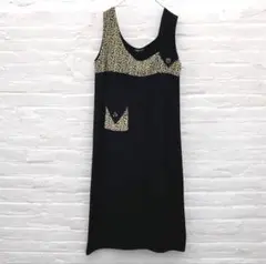1点物 ヒョウ柄 ストレッチ ワンピース ジャンパースカート 美品 個性的