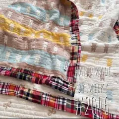 SALE❤ハンドメイド　限定くまさん×パッチワーク6重ガーゼケットブランケット