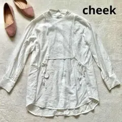 【チーク】FREE 長袖ブラウス チュニックシャツ　ホワイト 春秋