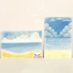 パステルアート　海辺　2枚セット