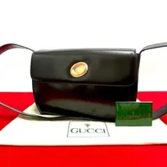 ほぼ未使用 極 美品 グッチ オールドグッチ レザー ショルダーバッグ ブラック