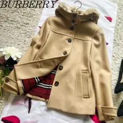 【美品】BURBERRY BLUE LABEL ピーコート ベージュ ファー38