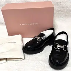 未使用級【FABIORUSCONI】23cm 現行 ローファー ブラック