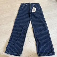 ストライプデザイン ワイドパンツ デニム