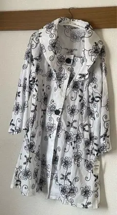 [未使用]花柄刺繍トレンチコート 100%コットン