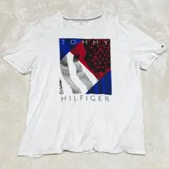 TOMMY HILFIGER Tシャツ L 星条旗デザインプリント ホワイト