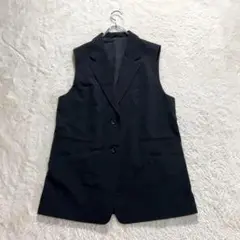 ☆【ジーユー】XL 黒 ジレ ノースリーブ ゆったり オフィス カジュアル