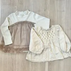 チュールトップス、刺繍ブラウス2枚セット