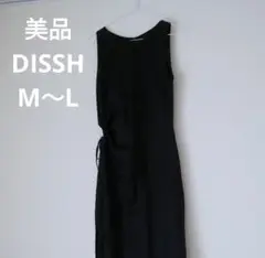 美品 DISSH 黒 ノースリーブ ロングワンピース　麻　M～L