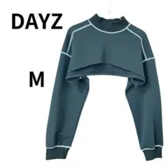 DAYZ ダークグレー クロップド トレーナー ハイネック 薄手 ショート丈 M
