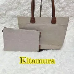 キタムラ トートバッグ 腕掛け キャンバス ベージュ系