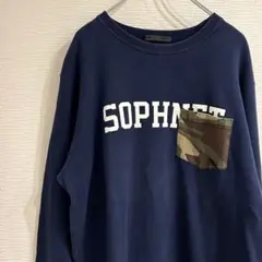 SOPHNET. ソフネット　スウェット　裏起毛　刺繍　ネイビー　XL