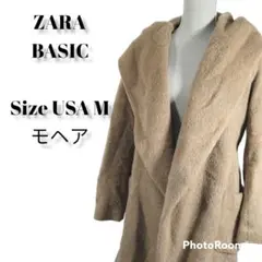 ZARA BASIC ロングコート モヘア フード ビッグカラー ベルト 高級感