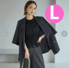しまむら×田中里奈　五分袖　テーラードジャケット　ブラック　L