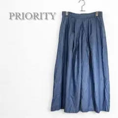 PRIORITY プライオリティー　ガウチョパンツ　デニム　薄手　ワイド　M