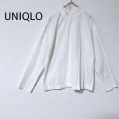 【ユニクロUNIQLO】長袖ブラウス 白 Ｓ 小さいサイズ フリル襟 綿100
