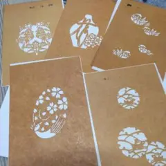 《ステンシル型紙》切り絵作品集 鳥と花のデザイン☆5枚セット