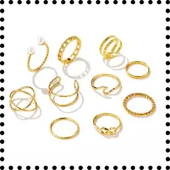【再入荷】リング 10個セット ゴールド フリーサイズ ユニセックス 指輪