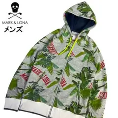 MARKu0026LONA スウェットジップパーカー 総柄 ボタニカル グレー