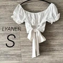 LYANER◎オフショルダー クロップドトップスパフスリーブ白ホワイトS美品