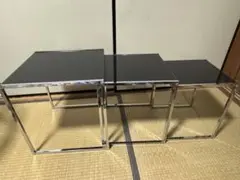 ネストテーブル　3ケ組　スクエア天板ガラス